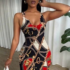 Elegant Chain Print Dress